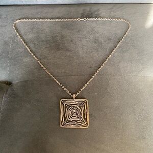 Silver Spiral Square Pendant Necklace